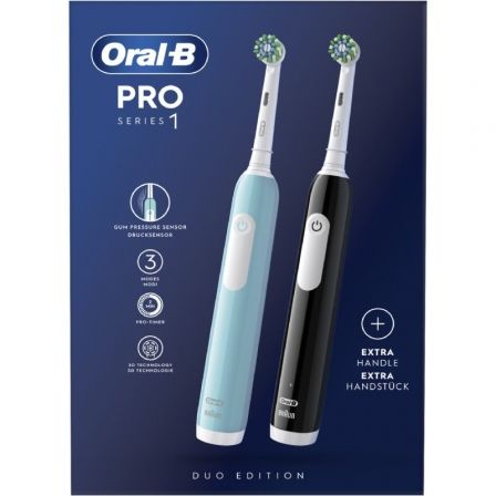 Oral-B Pro 1 Duo Edition Pack Doble Negro y Turquesa con 2 Recambios